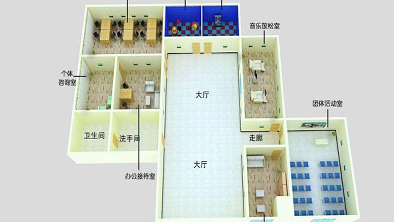 心理设备整体打包价格:全套心理咨询室报价(图1) 心理咨询室平面布局